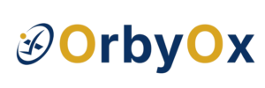 OrbyOx logo with blue and gold branding representing business, language, and creativity.